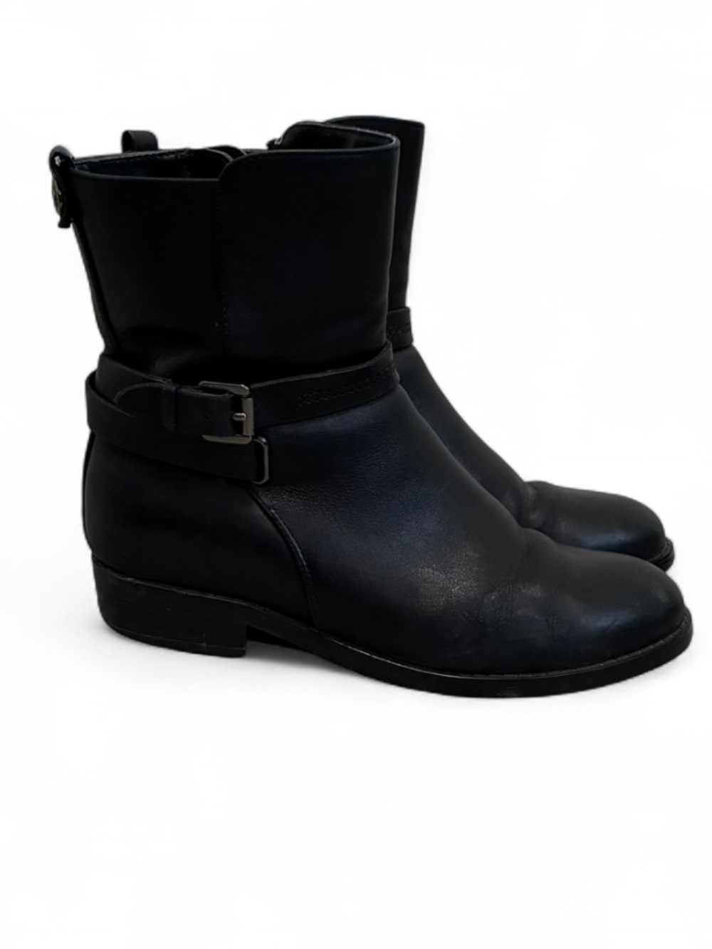 Blondo Black Leather Ankle Booties with Buckle Strap